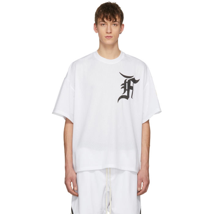 Photo: Fear of God SSENSE Exclusive White Mesh Batting Practice Jersey T-Shirt