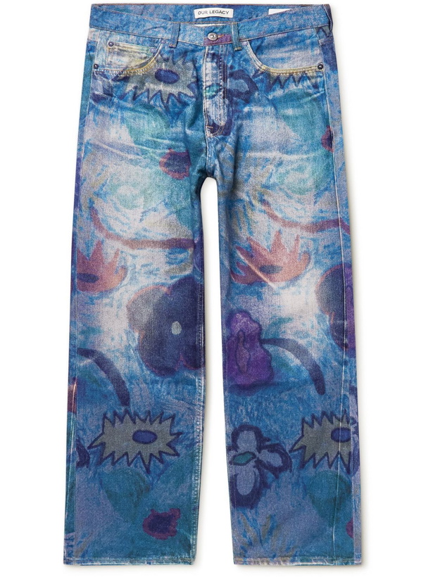 Photo: Our Legacy - Third Cut Straight-Leg Printed Jeans - Blue