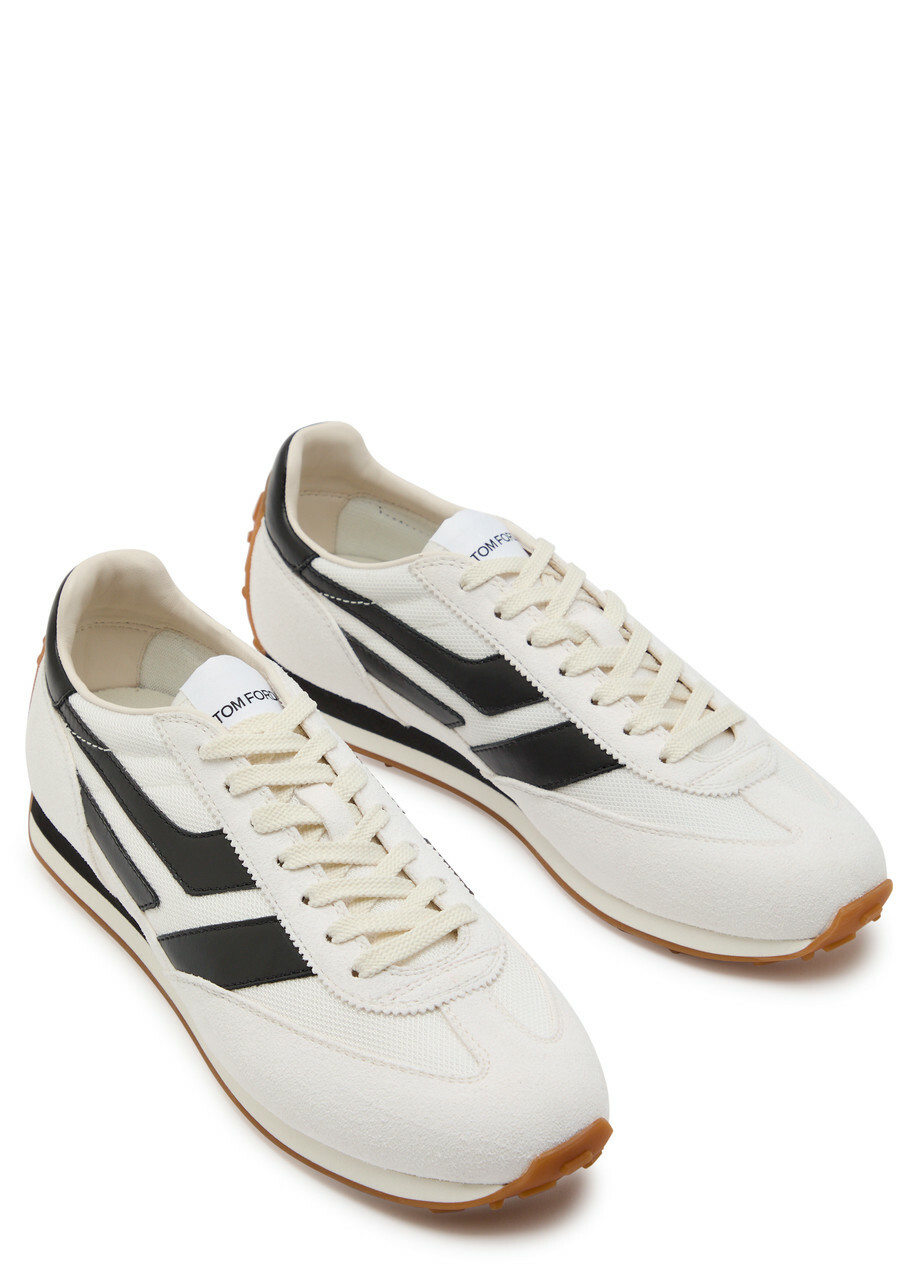Tom Ford Mick Panelled Mesh-knit Sneakers White