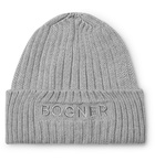 Bogner - Enio Logo-Embroidered Ribbed Wool-Blend Beanie - Gray