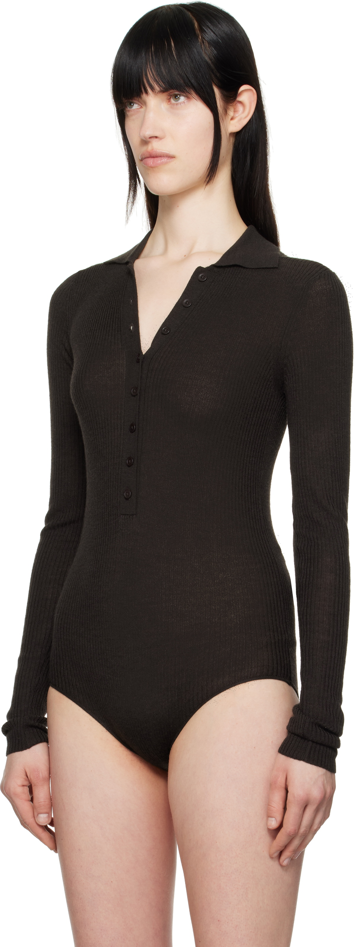 The Frankie Shop Brown Solana Polo Bodysuit