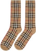 Burberry Beige Check Jacquard Socks