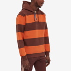 Beams Plus Men's Stripe Waffle Popover Hoody in Brown