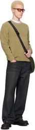 C.P. Company Beige Cotton Chenille Crewneck Lens Sweater