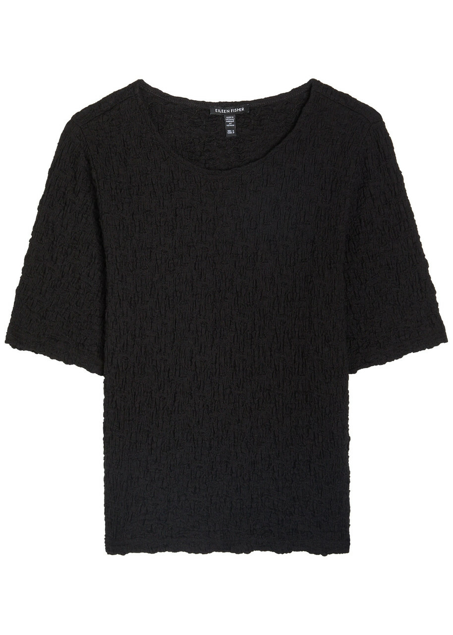 Eileen Fisher Textured Fine-knit T-shirt Black