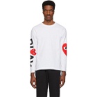 Comme des Garcons Play White and Red Logo Single Heart Long Sleeve T-Shirt