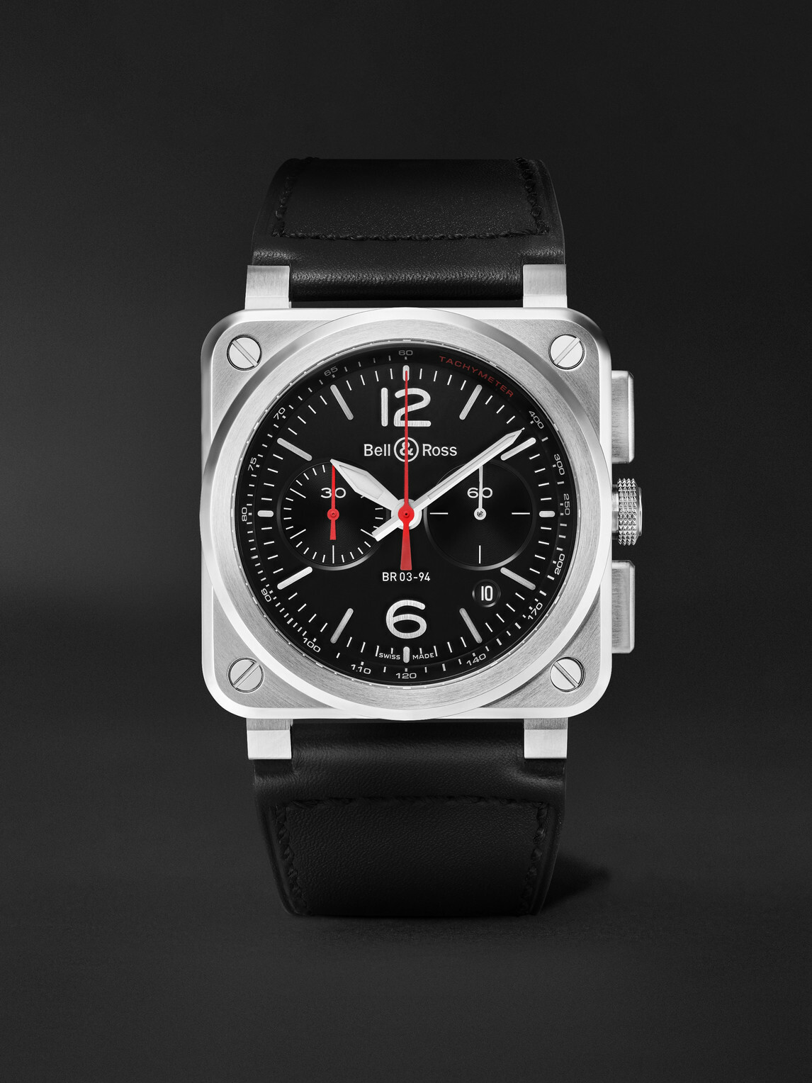 Bell & Ross - BR 03 Automatic Chronograph Stainless Steel Watch, Ref. BR0394-BLC-ST/SCA