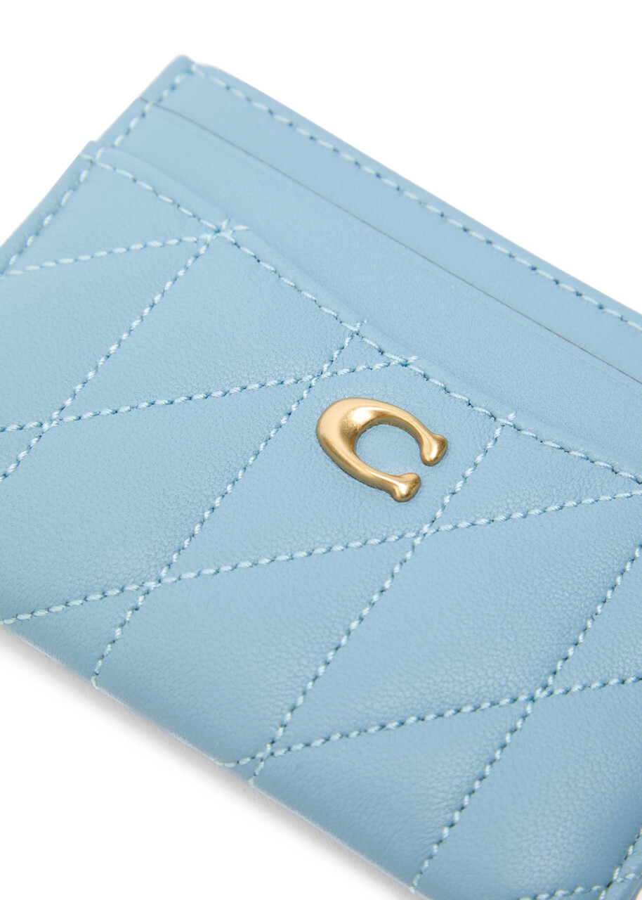 Coach Pillow Quilted Leather Card Holder - Light Blue - One Size
