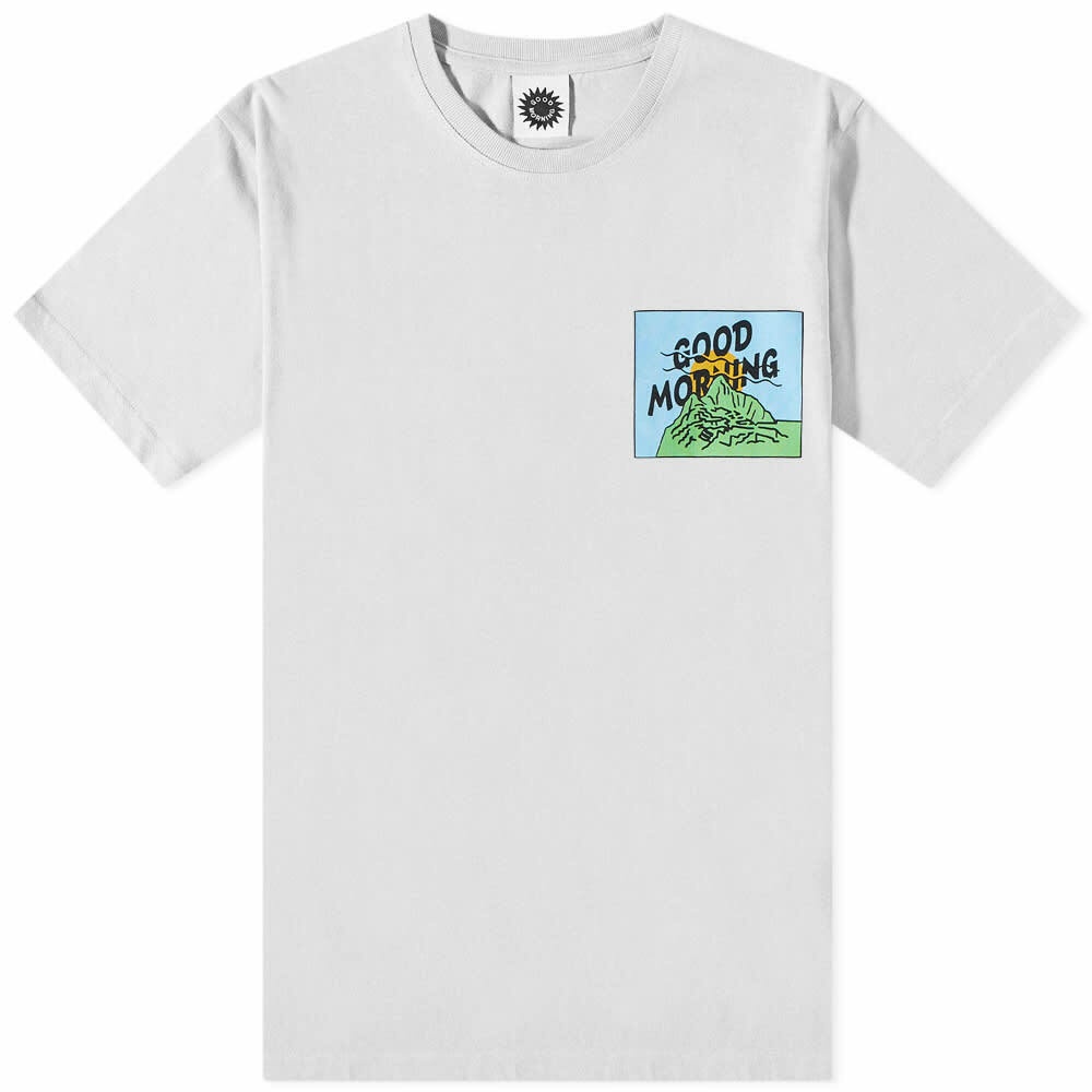 Good Morning Tapes Men's Mountain Logo T-Shirt in Stone Good Morning Tapes