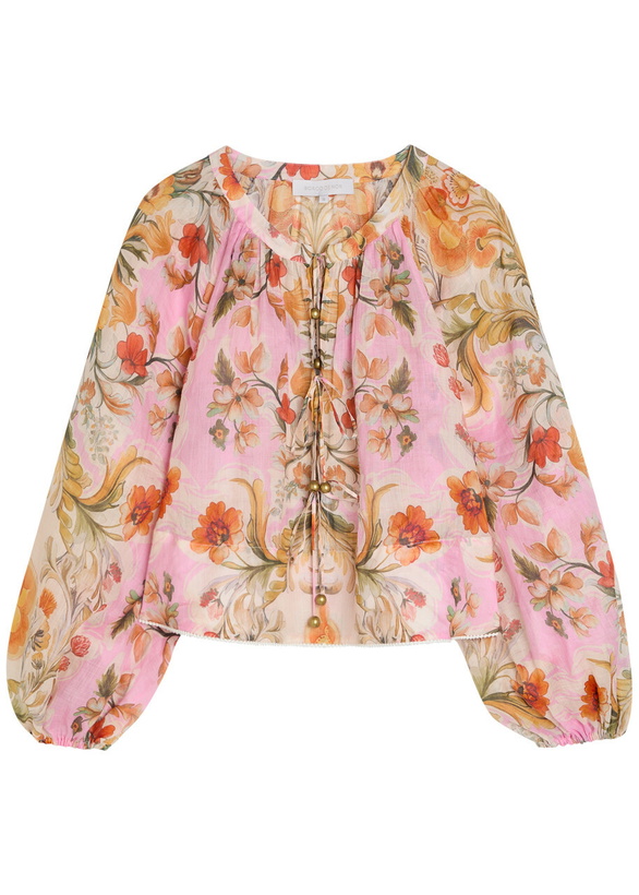 Photo: Borgo DE Nor Henri Floral-print Ramie Blouse Purple