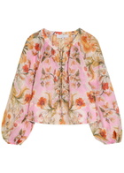 Borgo DE Nor Henri Floral-print Ramie Blouse Purple