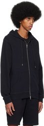 Sunspel Black Zip-Up Hoodie