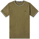 Fred Perry Men's Twin Tipped T-Shirt in Uniform Green