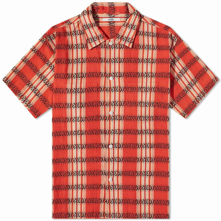 Photo: Bode Men's Curran Stripe Vacation Shirt in Red Multi