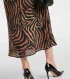 Rixo Ardith printed silk midi skirt