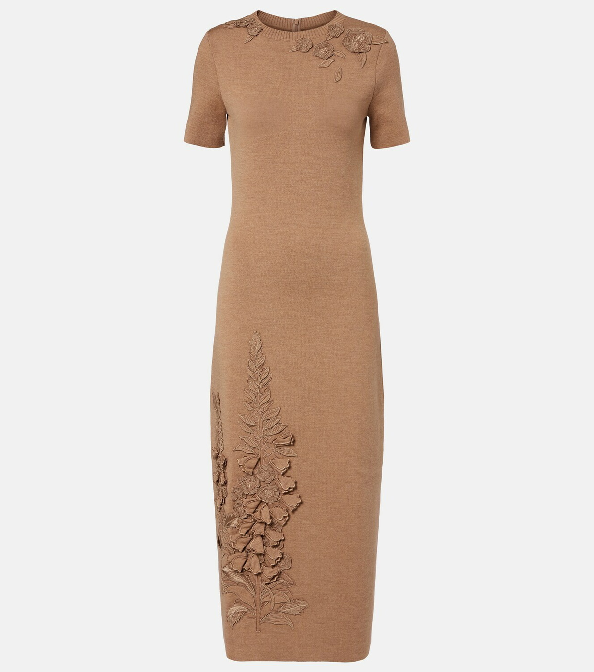 Oscar de la Renta Foxgloves wool-blend midi dress