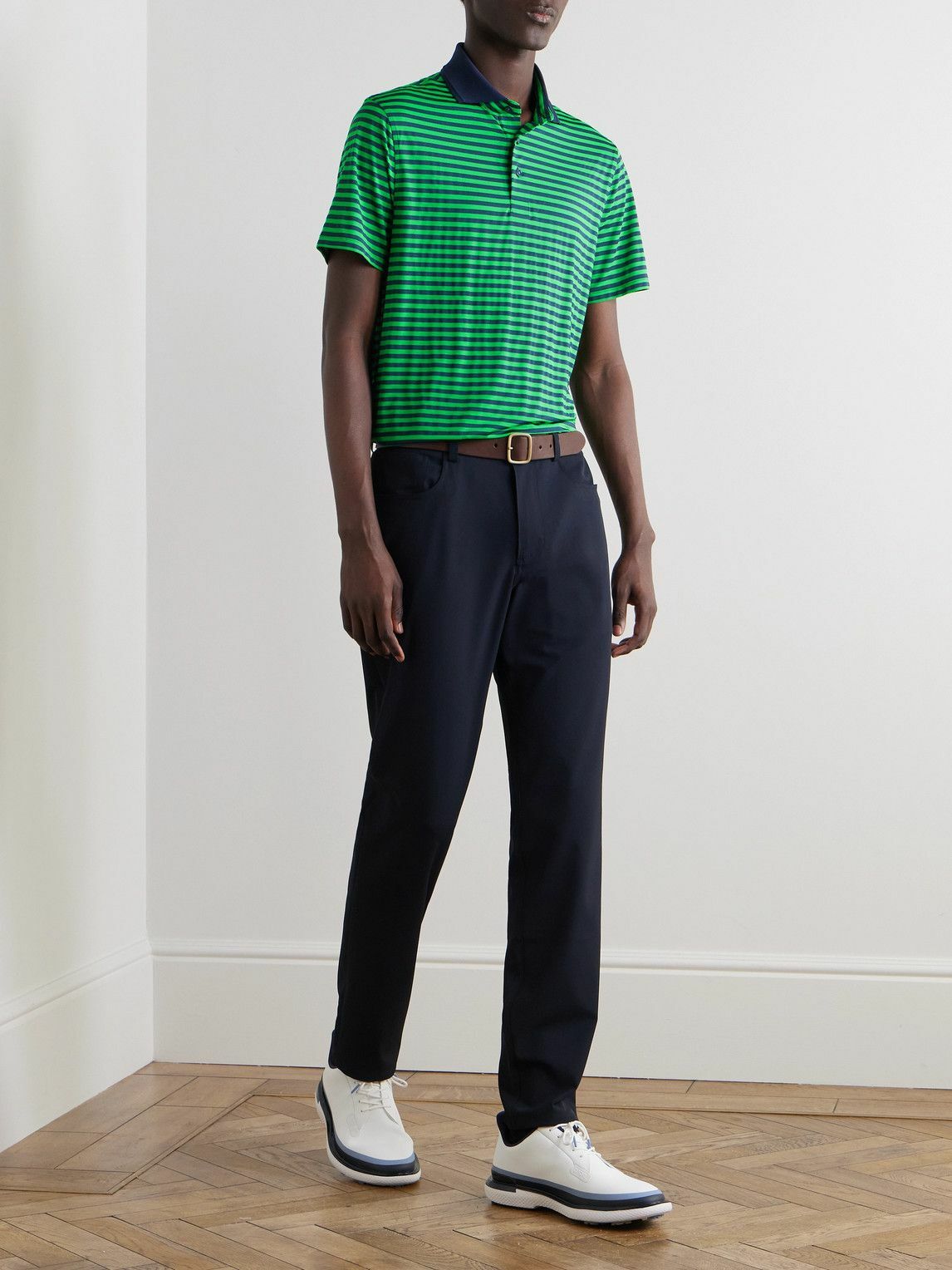 G/FORE - Striped Tech-Jersey Polo Shirt - Green G/FORE