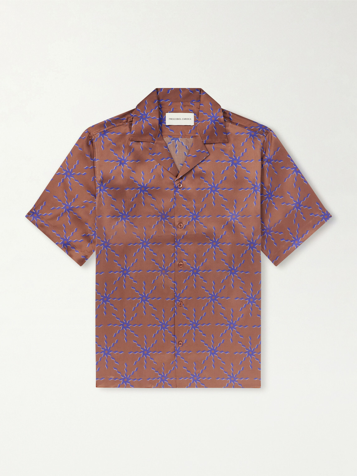 Frescobol Carioca - Roberto Printed Silk Shirt - Brown