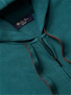 Loro Piana - Logo-Embroidered Cotton-Jersey Zip-Up Hoodie - Blue
