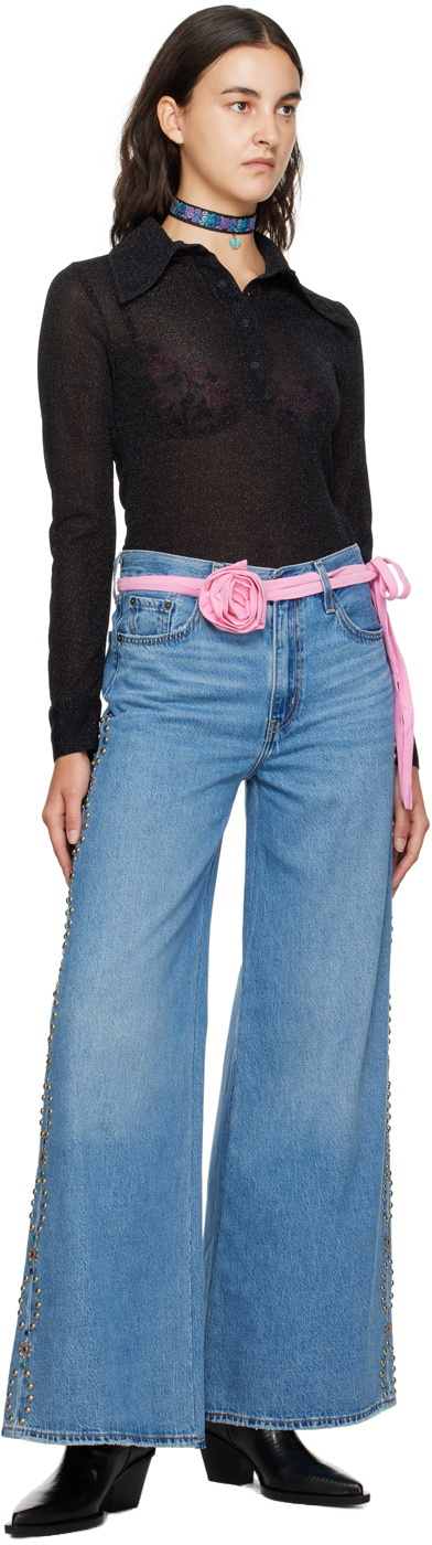 Anna Sui Blue Studded Jeans