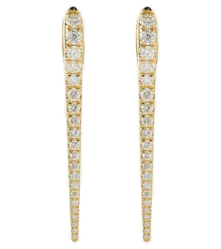 Photo: Melissa Kaye Lola Needle Medium 18kt gold earrings with diamonds
