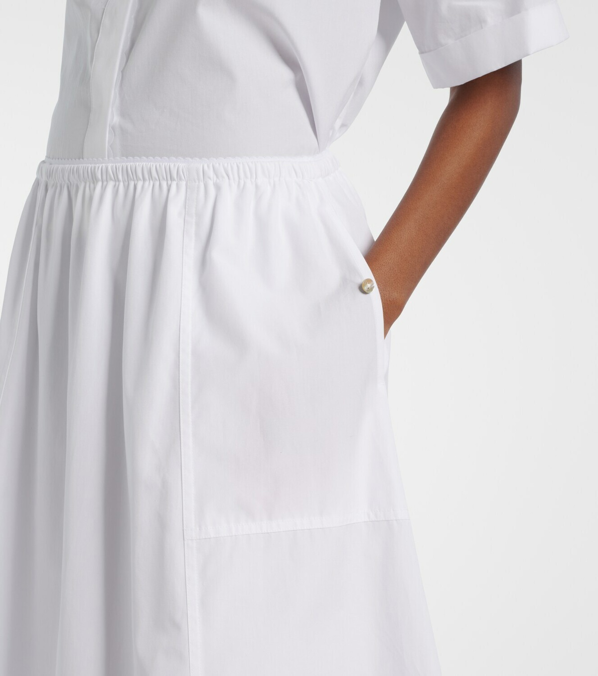 Vince Scalloped cotton poplin midi skirt