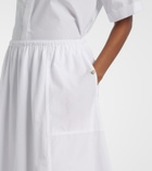 Vince Scalloped cotton poplin midi skirt