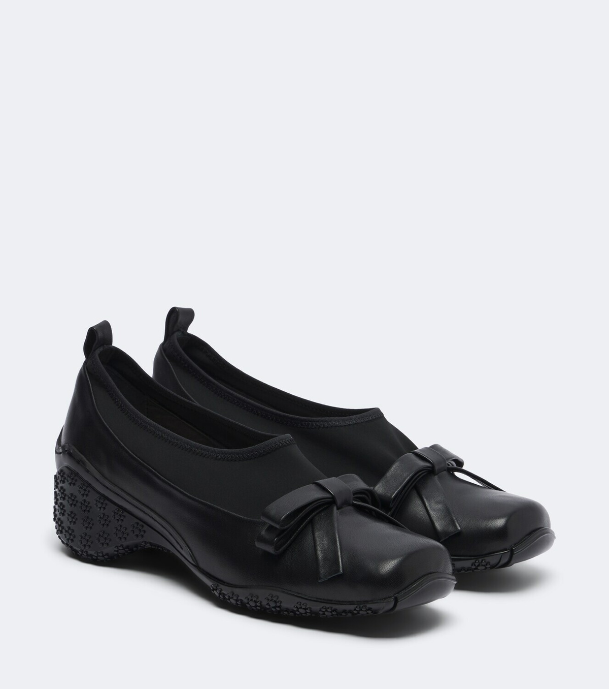 Simone Rocha Bow-detail leather-trimmed slip-on shoes