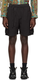 Maharishi Black Hemp Cargo Asym Track Shorts