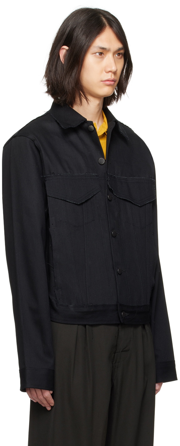 AIREI Black Raw Edge Denim Jacket