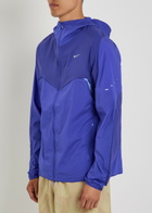 Nike Dri-fit Hooded Stretch-nylon Running Jacket Blue