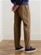 Mr P. - Tapered Pleated Garment-Dyed Cotton-Blend Twill Trousers - Neutrals