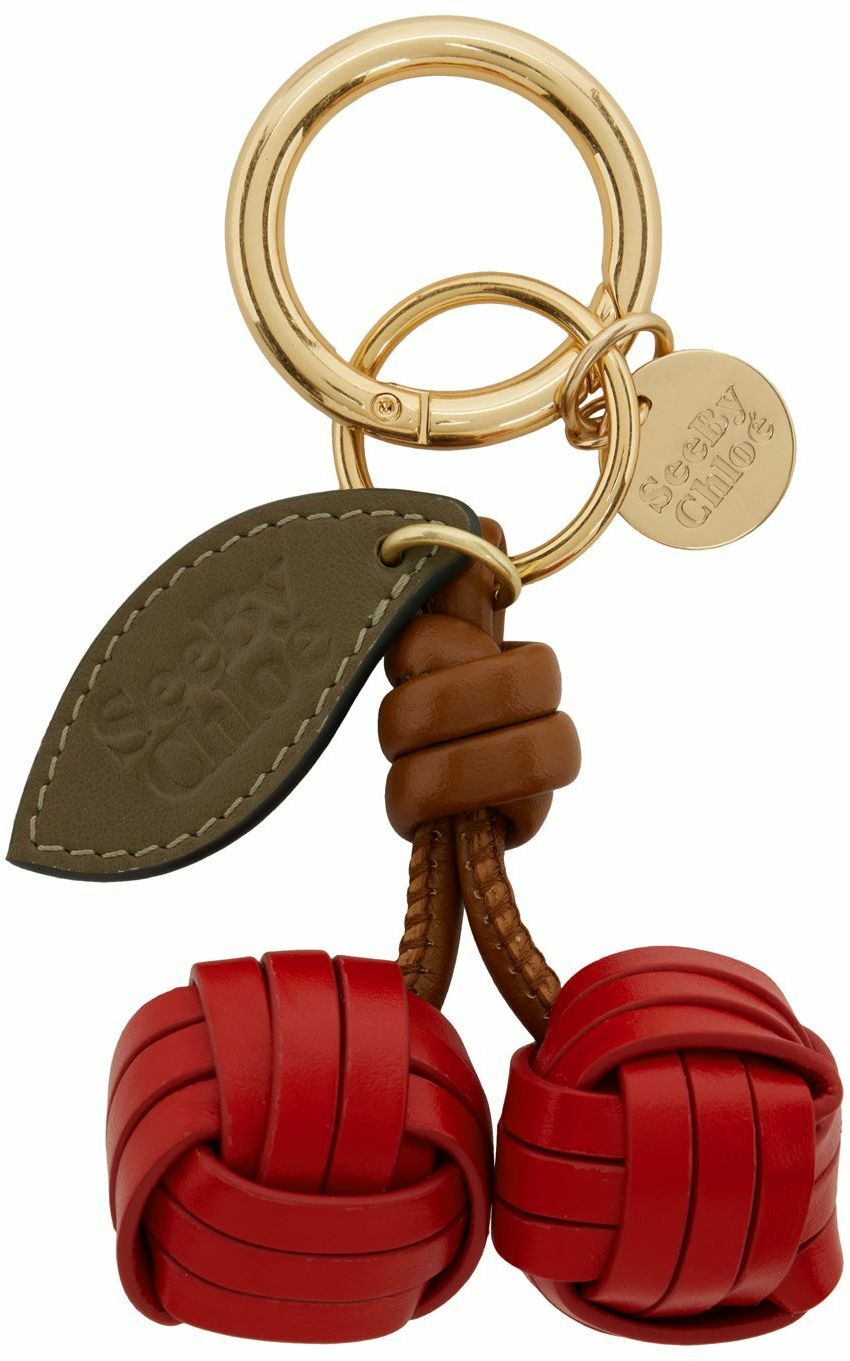 VIPSALE☆【Chloe】Leather Keychain Chloé Logo Bag Charm in Shiny Leather in Deep ivory | Chloé US