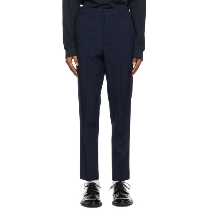 Photo: AMI Alexandre Mattiussi Navy Wool Carrot Fit Trousers