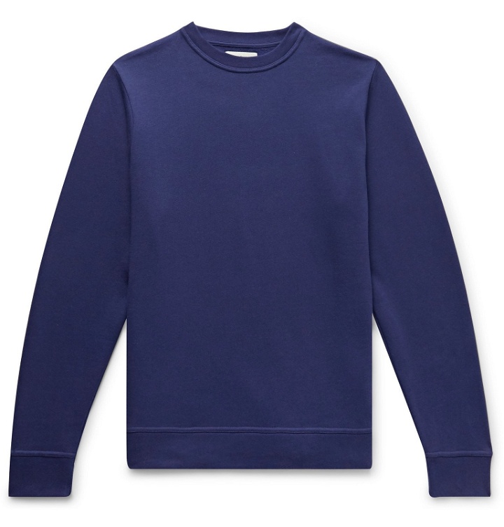 Photo: Oliver Spencer Loungewear - Harris Fleece-Back Cotton-Jersey Sweatshirt - Blue