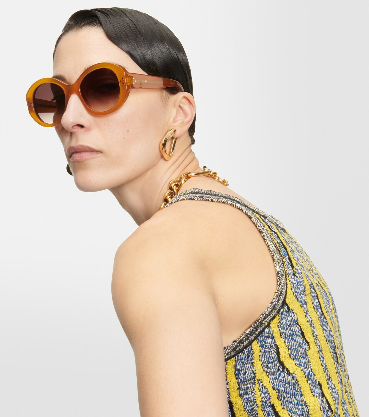 メガネ Celine Glasses CL50123I 052 Luxury Bold Horn Round CELINE CL50123I Round Glasses | Fashion Eyewear US