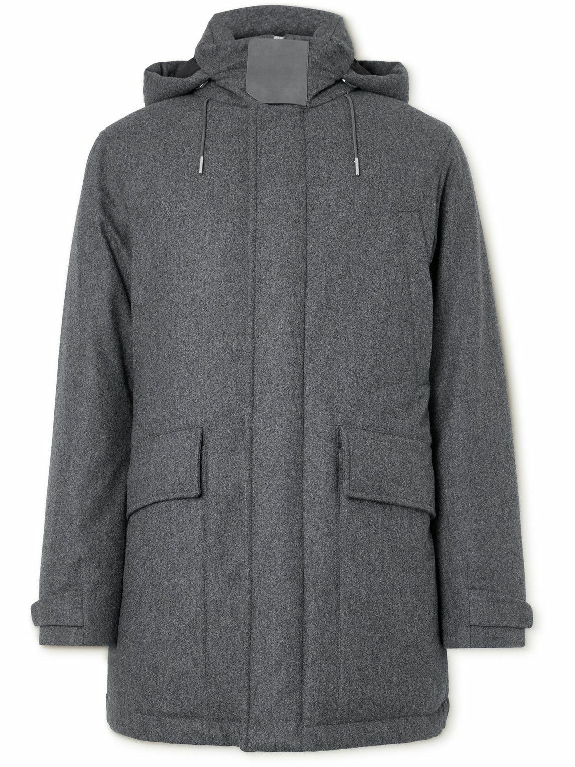 Zegna - Suede-Trimmed TECHMERINO™ Wool Hooded Down Parka - Gray