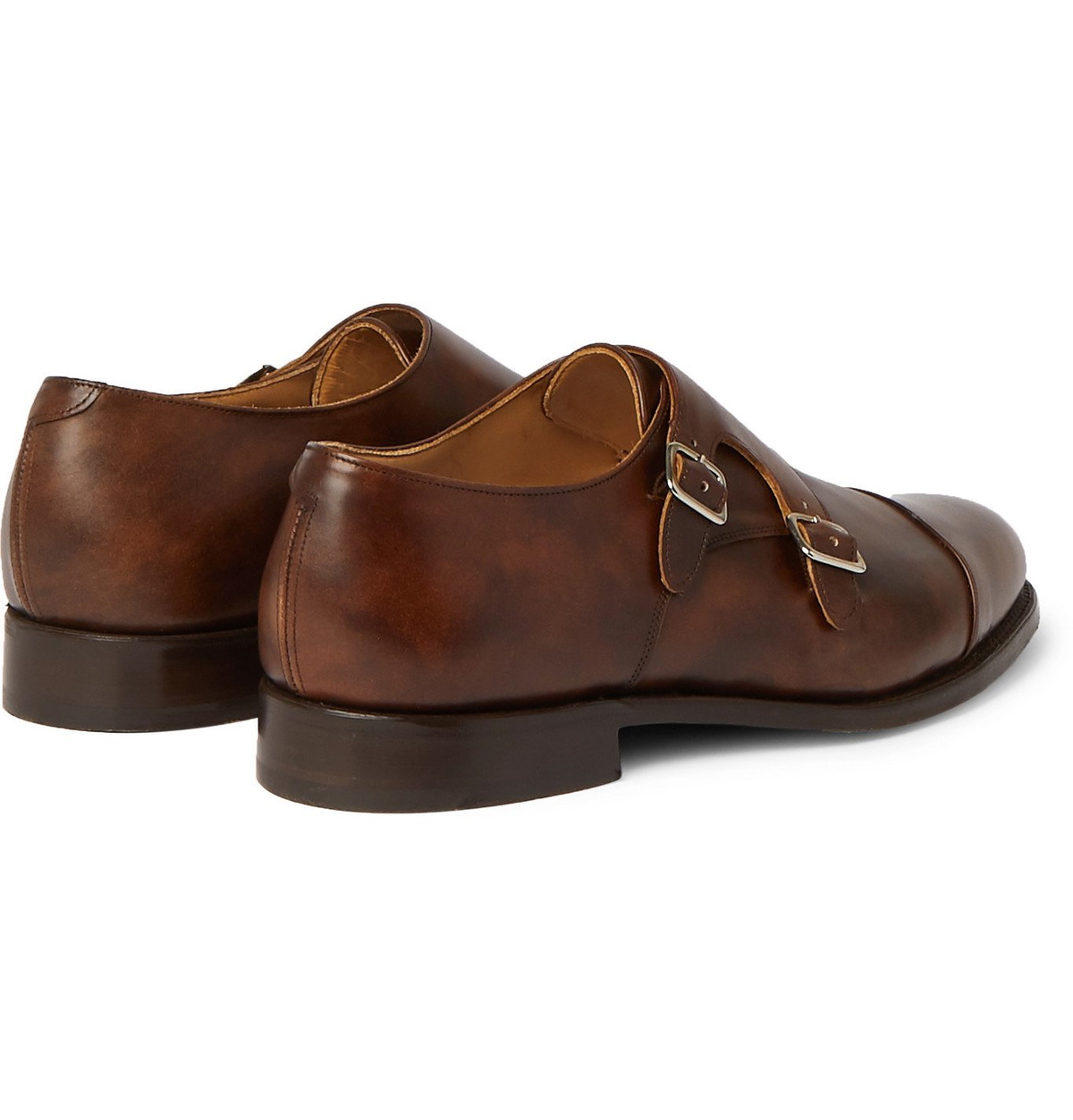 Tricker's - Leavenworth Burnished-Leather Monk-Strap Shoes - Brown