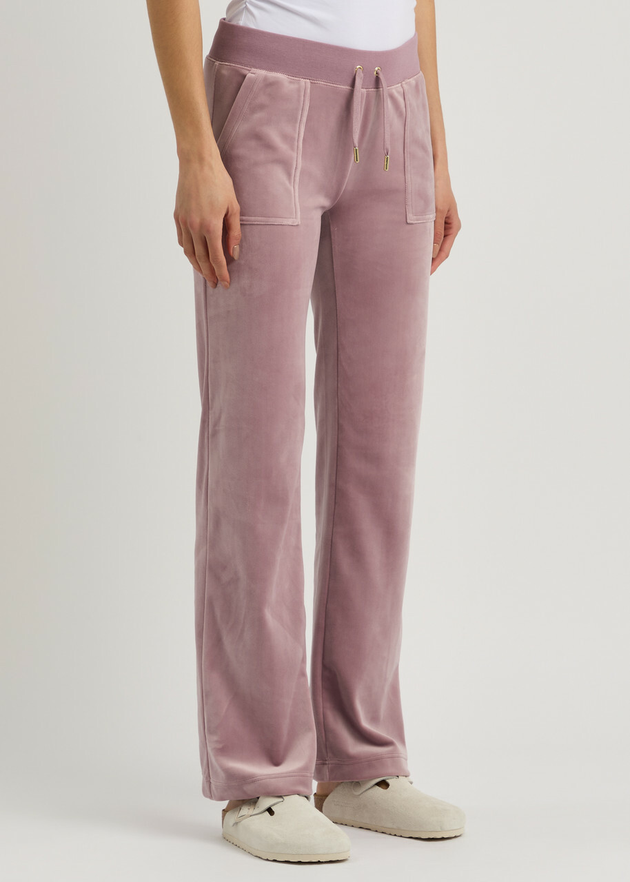 Juicy Couture Del Ray Logo-embroidered Velour Sweatpants Light Pink