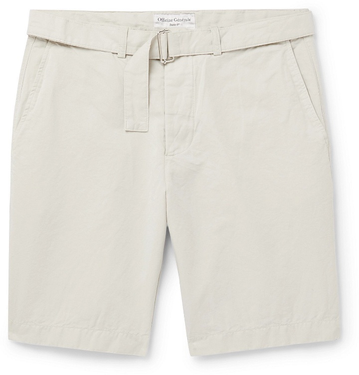 Photo: Officine Générale - Julian Slim-Fit Garment-Dyed Cotton and Linen-Blend Shorts - Gray