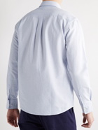 Armor Lux - Logo-Appliquéd Button-Down Collar Striped Cotton Oxford Shirt - Blue