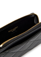 Saint Laurent Quilted Pebbled Leather Card Holder - Black - One Size