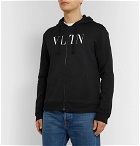 Valentino - Logo-Print Loopback Cotton-Jersey Zip-Up Hoodie - Black