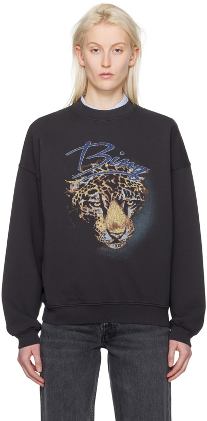 Photo: ANINE BING Black Harvey Leopard Sweatshirt