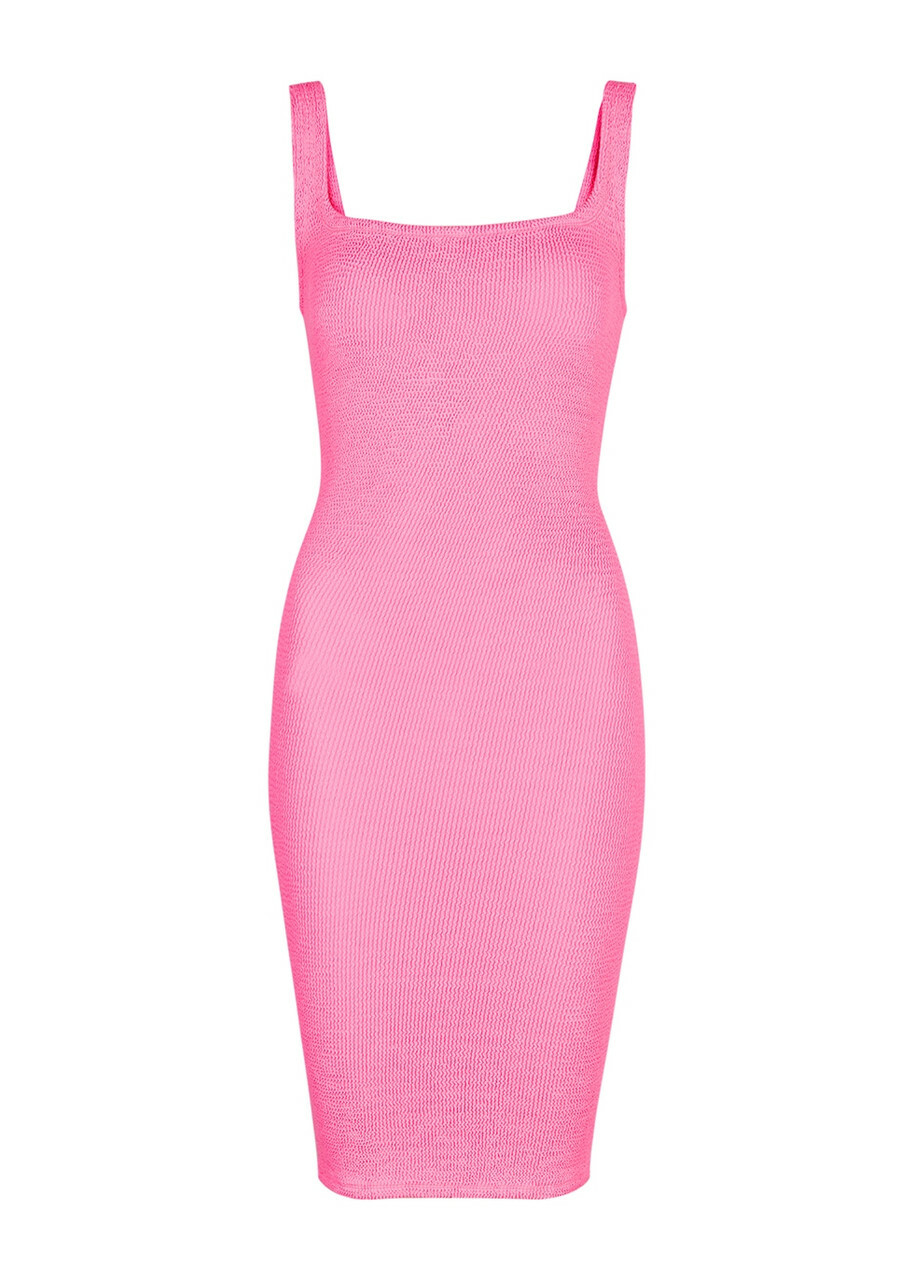 Hunza G - Pink Seersucker Dress, Dress, Nylon, One Size, Square-Neck, Hand Wash, Hunza G Dress