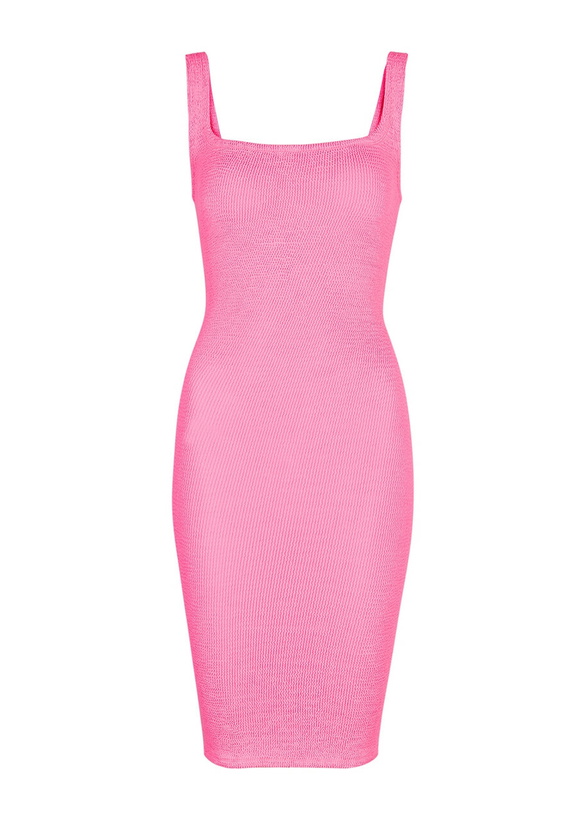 Photo: Hunza G - Pink Seersucker Dress, Dress, Nylon, One Size, Square-Neck, Hand Wash, Hunza G Dress