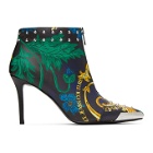 Versace Jeans Couture Multicolor Baroque Print Ankle Boots