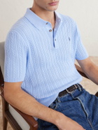 Polo Ralph Lauren - Logo-Embroidered Cable-Knit Cotton Polo Shirt - Blue