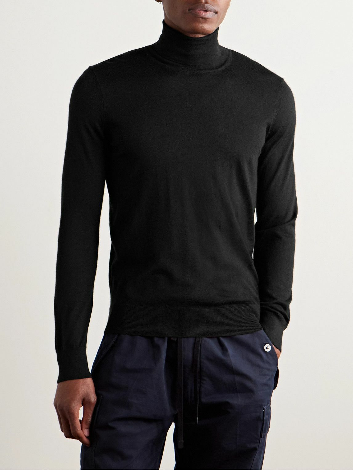 Zegna - Cashmere and Silk-Blend Rollneck Sweater - Black