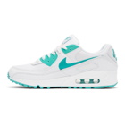 Nike White and Green Air Max 90 Sneakers